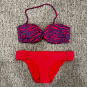 Victoria’s Secret Coral and Purple Patterned Bikini Set